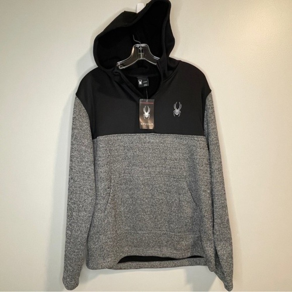 Spyder Mens Pullover 1/4 Zip Charcoal Heather Fleece Large